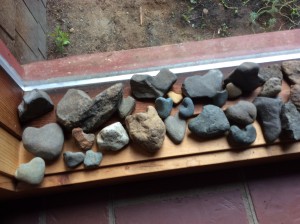 Heart rocks on the windowsill.  Alperfect.