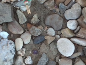 Heart rocks at the Cruz de Ferro, Spain.