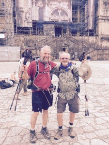 Art and Camino buddy in front of the Cathedral of St James.  A thing of beauty.
