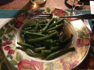 Here are My Rebecca's green beans cooked and served in chicken broth.  Picked this up in Spain.  