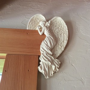 An angel in our living room, a gift from Mary Margaret.