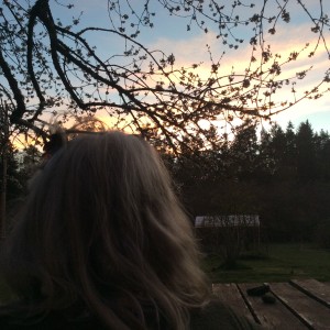 Rebecca checking out the sunset at the ranch last night.